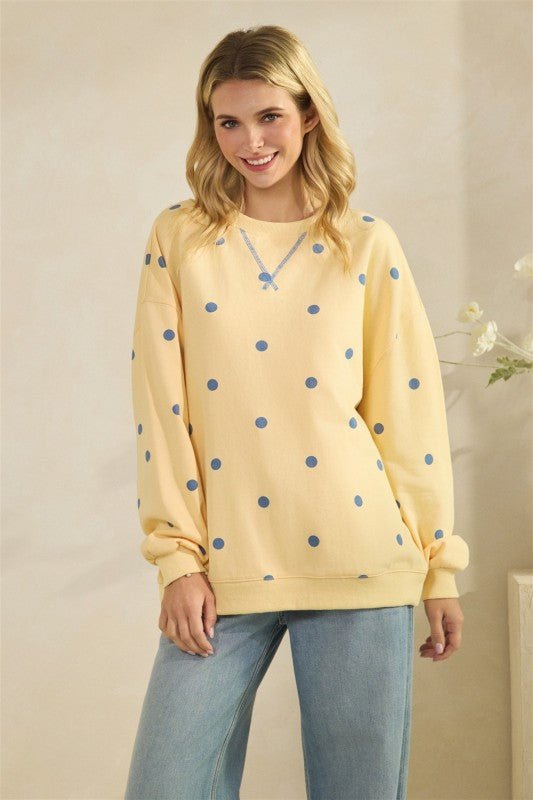 Yellow & Blue Polka Dot Sweatshirt - The Nines