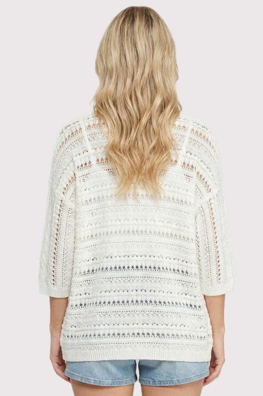 Open Knit Off White Dolman Cardigan - The Nines