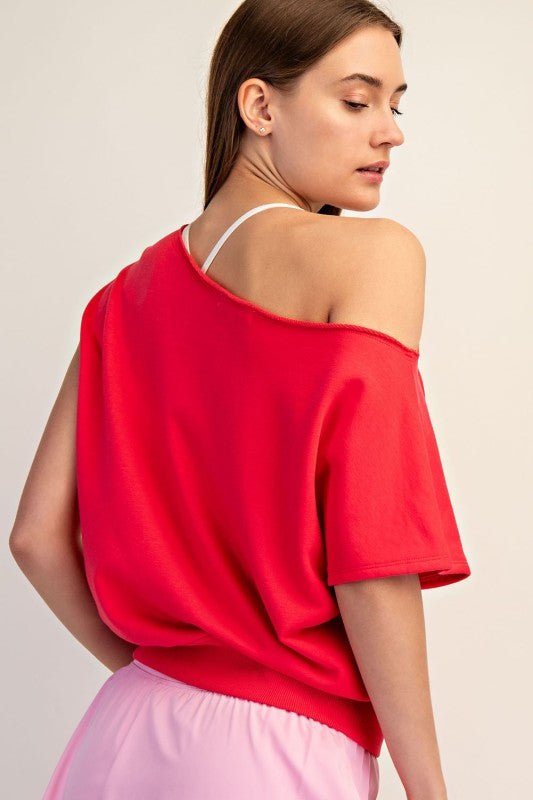 French Terry Off The Shoulder Top - 2 Colors! - The Nines