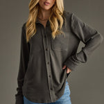 Soft Heather Green Button Up - The Nines