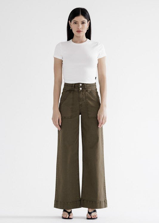 MICA Fern Green Super High Wide Leg Jean - The Nines