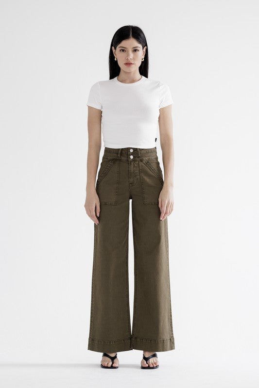 MICA Fern Green Super High Wide Leg Jean - The Nines