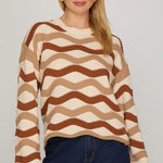 Caramel & Taupe Wavy Striped Sweater - The Nines