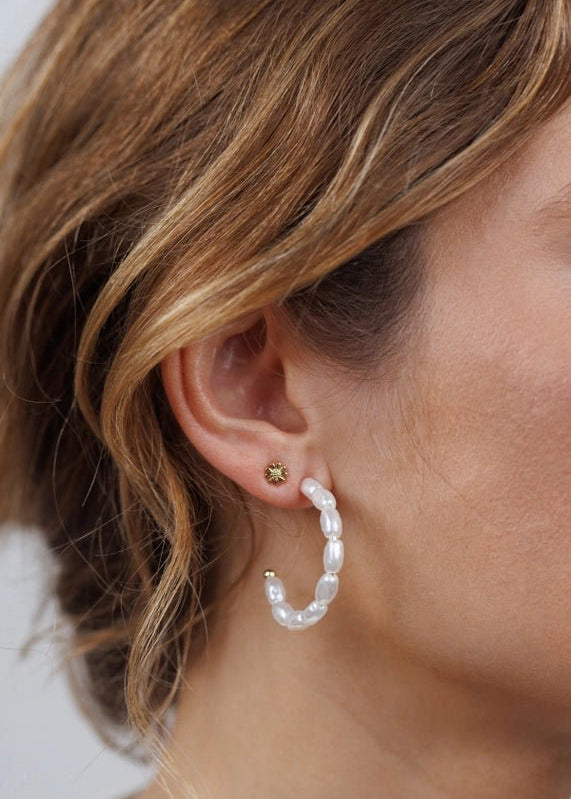 Multi Pearl Hoop Earrings - The Nines