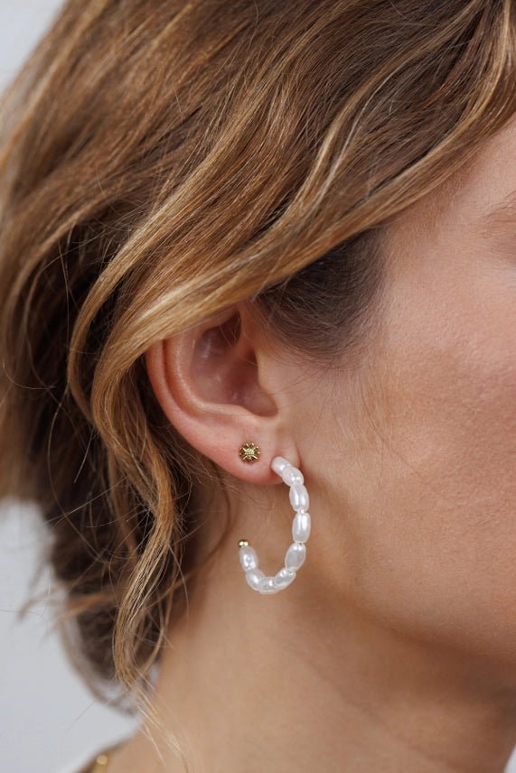 Multi Pearl Hoop Earrings - The Nines