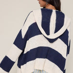 Navy Striped Hooded Beachy Cardigan - The Nines