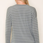 Olive Striped Thumbhole Top - The Nines