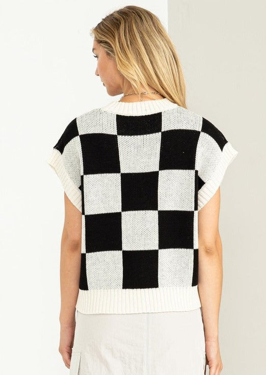 Oversized Checker Sweater Vests - 2 Colors!