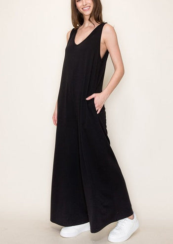 Black French Terry Jumpsuit
