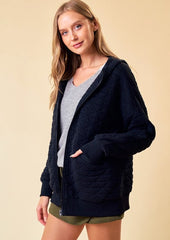 Black Quilted Hooded Jacket