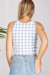 Blue Checked Cropped Tank