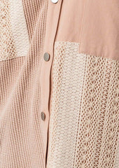 Blush Crochet Lace Detail Mixed Media Shacket