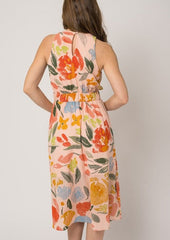Blush Floral Halter Side Cut Out Dress