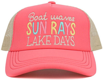 Boat Waves Sun Rays Lake Days Hat - 2 Colors!
