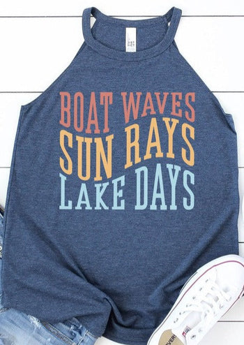 Boat Waves Sun Rays & Lake Days Tank