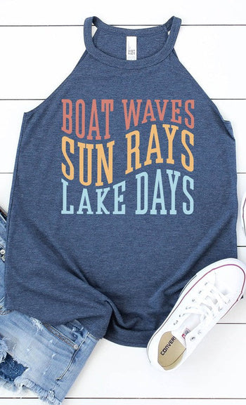 Boat Waves Sun Rays & Lake Days Tank