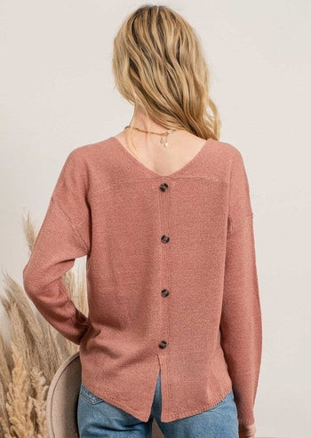 Button Back Light Weight knit Top - 3 colors!