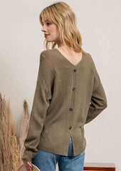 Button Back Light Weight knit Top - 3 colors!