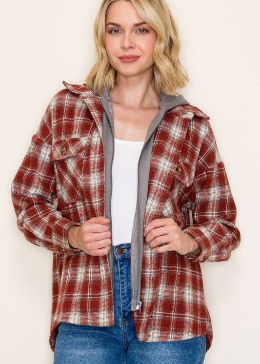 Layered French Terry & Plaid Shacket - FINAL SALE! - The Nines