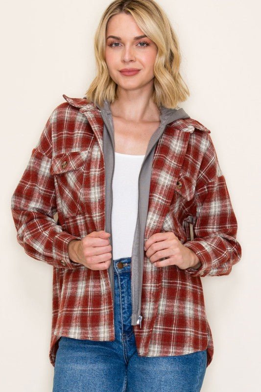 Layered French Terry & Plaid Shacket - FINAL SALE! - The Nines