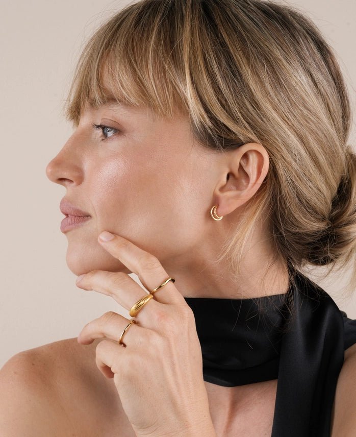 Double Gold Hoop Earrings - The Nines