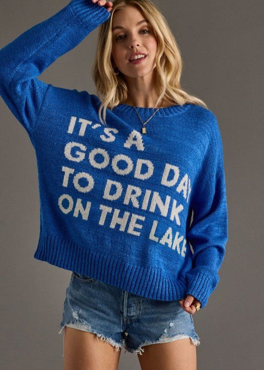 Blue Drink on the Lake Lightweight Sweater - The Nines