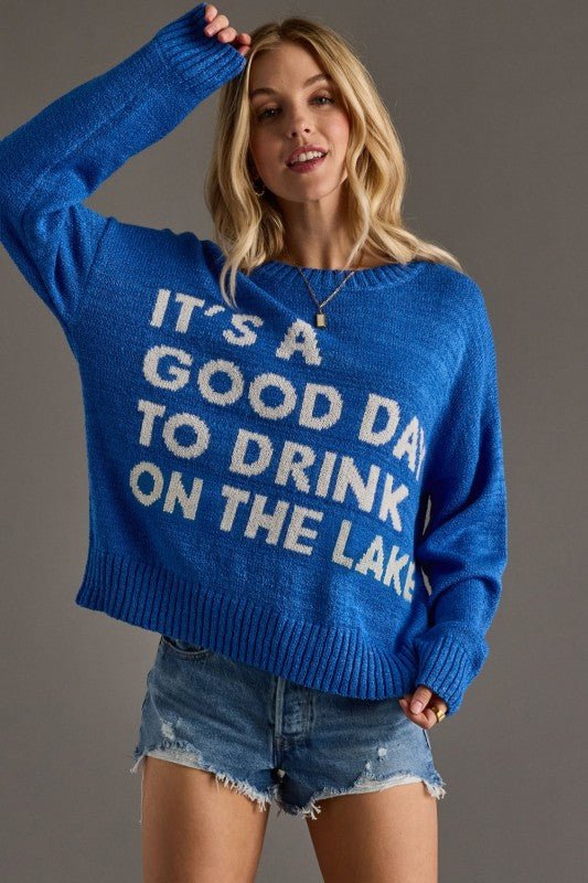 Blue Drink on the Lake Lightweight Sweater - The Nines