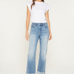 Mica Queen Blue High Rise Cuff Straight Leg Jean - The Nines