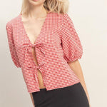 Gingham Tie Top - 2 Colors! - The Nines