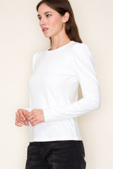 Soft Subtle Puff White Long Sleeve Top