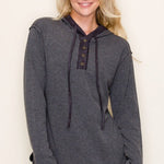 Charcoal Suede Detail Contrast Hoodie - The Nines