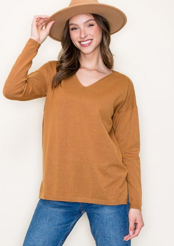 Soft Center Seam Vneck Lightweight Pullovers - 4 Colors!