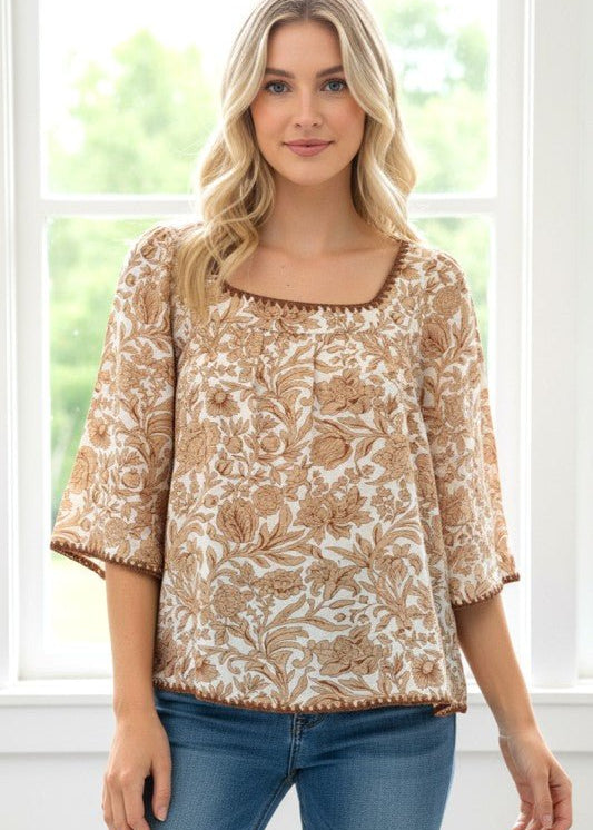 Stitched Hem Kimono Sleeve Top - 2 Colors! - The Nines