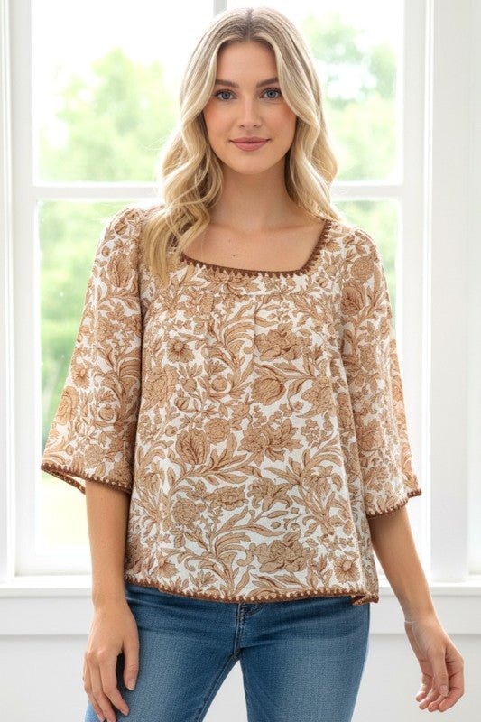 Stitched Hem Kimono Sleeve Top - 2 Colors! - The Nines