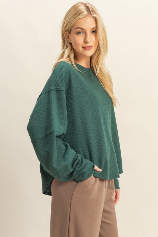 Relaxed Fit Waffle Top - 2 Colors! - The Nines