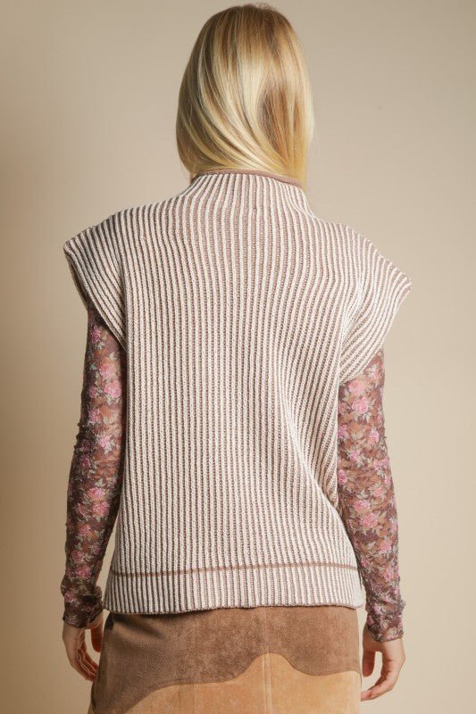 Two Tone Ribbed Sweater Vest - 2 Colors! - The Nines