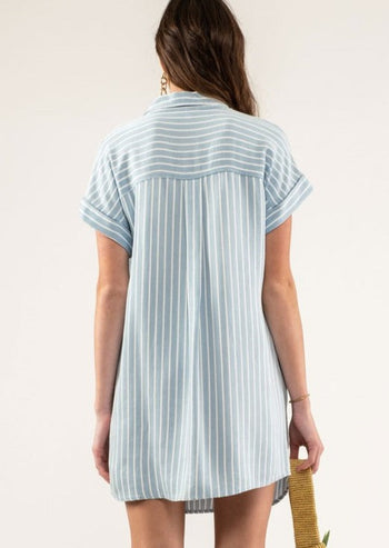 Chambray Striped Pocket Dress