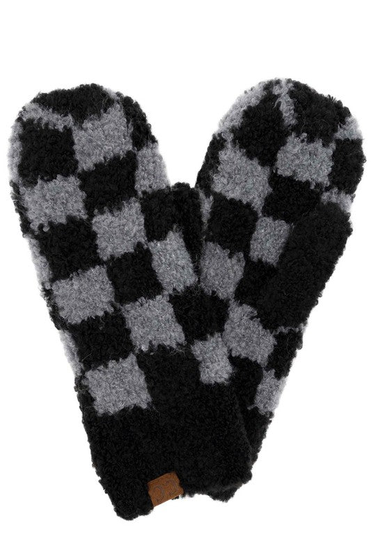 C.C. Checked Boucle Mittens - 2 colors!
