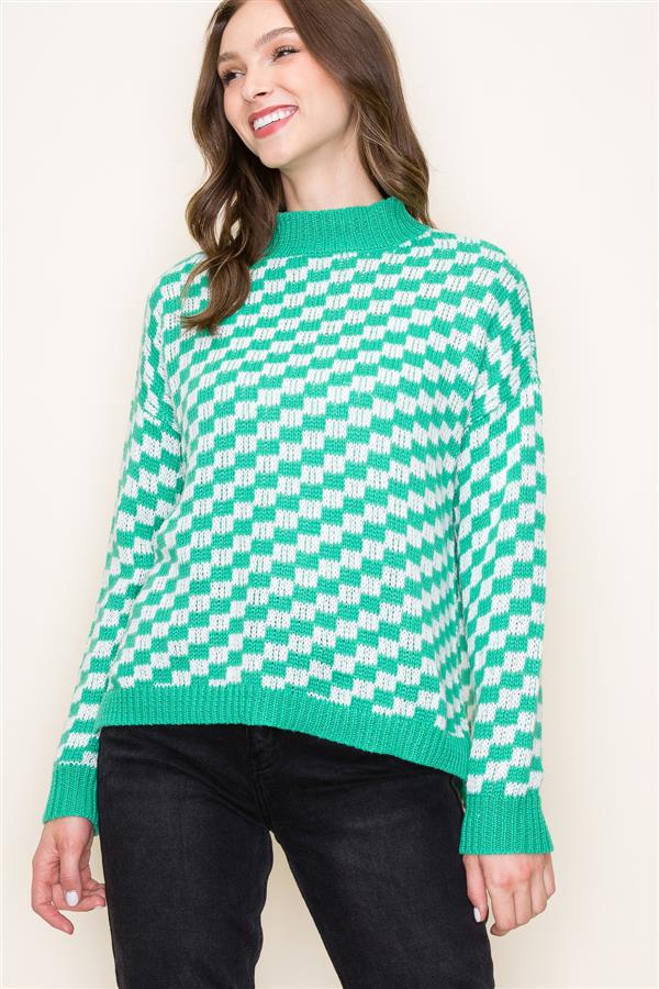 Checked Mock Pullover - 2 colors!