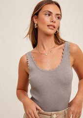 Fitted Ribbed Scalloped Tanks - 3 Colors!