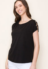 Cut Out Button Tees - 5 Colors!