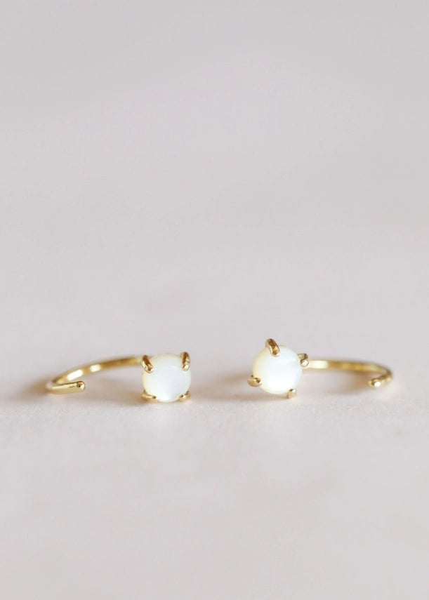 Mother Of Pearl Huggie Earrings - The Nines