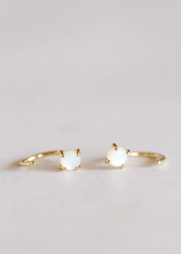 Mother Of Pearl Huggie Earrings - The Nines
