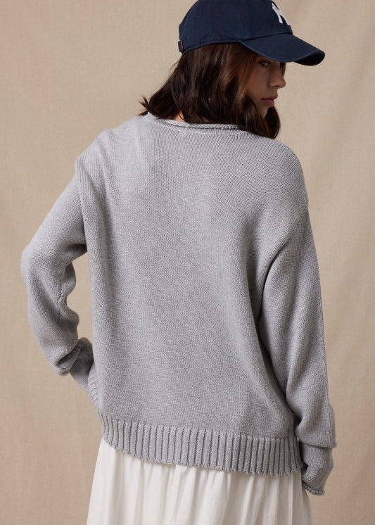 American Flag Heather Gray Sweater - The Nines