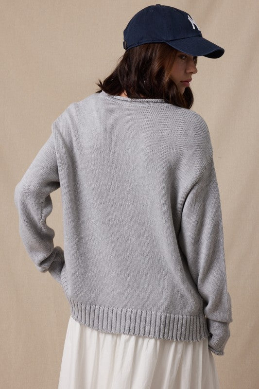 American Flag Heather Gray Sweater - The Nines