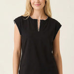 Black Pico Stitched Top - The Nines