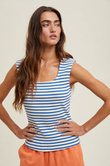 Wide Strap Ribbed Stripe Tanks - 3 Colors!