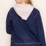 Stitched Sweater Jacket with Detachable Hood - 2 Colors! - The Nines
