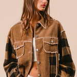 Camel Plaid Sleeve Jacket - The Nines