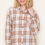 Camel & Light Blue Plaid Top - FINAL SALE! - The Nines
